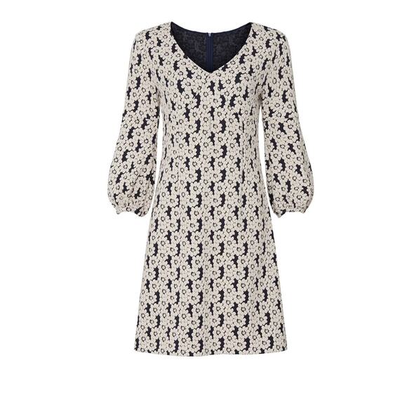 Trina Turk White Daisy Mini Dress Size 2 Retro Balloon Sleeves Mod Designer $178 - Picture 6 of 9